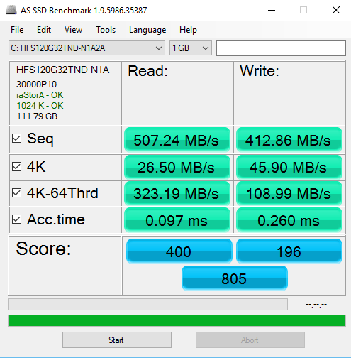 AS SSD Benchmark: mbps